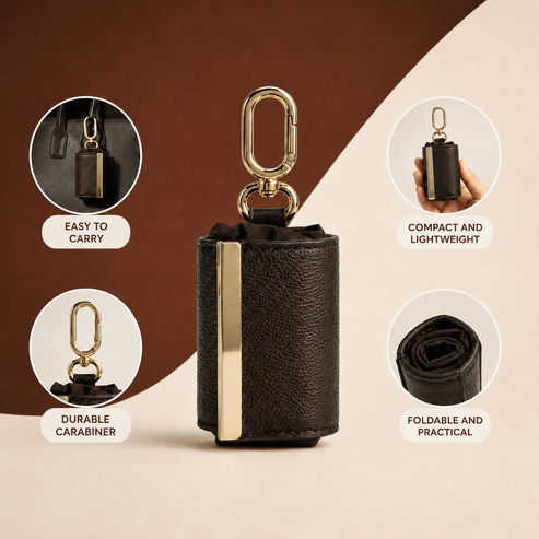 Varelli tote folded into its compact carry case